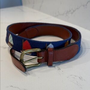 Smathers & Branson Rainbow Fleet Needlepoint Belt - Size 34